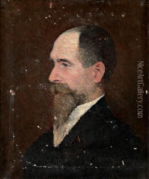 Portrait D'homme Pointilliste (autoportrait Suppose De L'artiste) Oil Painting - Aristide Maillol