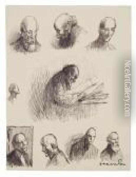 Studies Of A Figure Oil Painting - Theophile Alexandre Steinlen