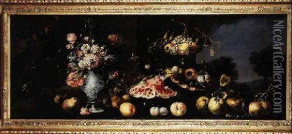 Nature Morte Aux Fleurs Et Aux Fruits Oil Painting - Giuseppe Lavagna