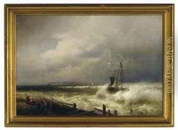 A Fishing Vessel At Sea Oil Painting - Franklin Briscoe