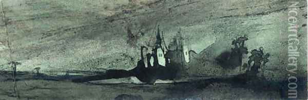 A Castle in a Landscape Oil Painting - Victor Hugo