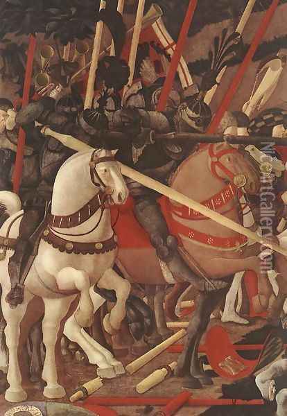 Bernardino della Ciarda Thrown Off His Horse (detail-1) 1450s Oil Painting - Paolo Uccello