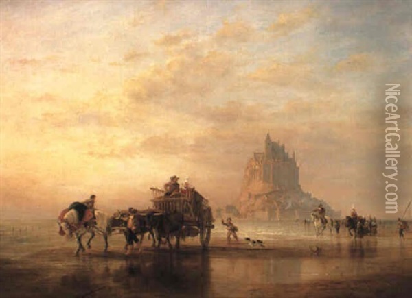Mont St. Michel, Peasants Returning To Pontorson Oil Painting - Edward William Cooke