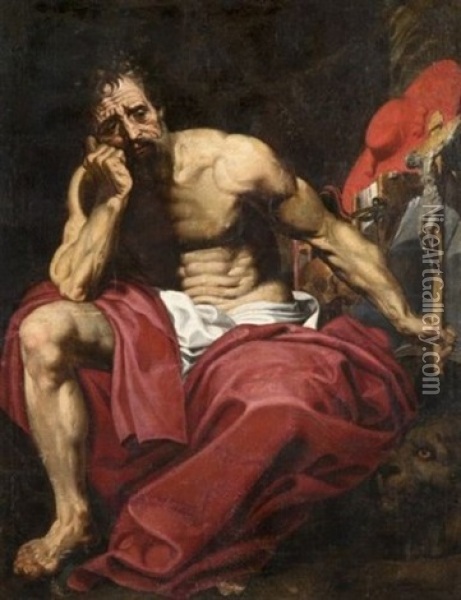 Saint Jerome Dans Le Desert Oil Painting - Abraham Janssens