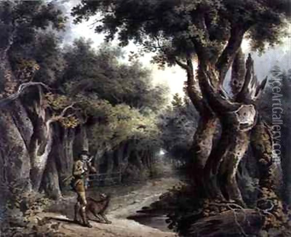 Forest Scene with Woodman and Dog Oil Painting - Thomas Barker of Bath