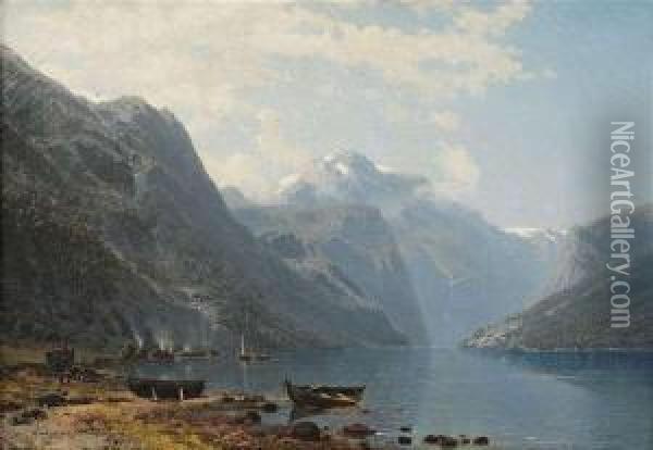 Extensive Fjordlandscape. Oil Painting - Robert Schultze