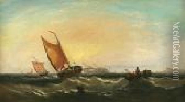 Boats Of Scheveningen Oil Painting - Edward William Cooke