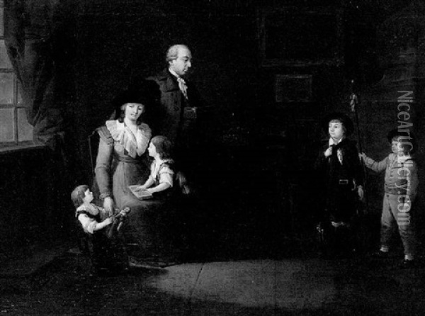 A Family Group Oil Painting - John Raphael Smith