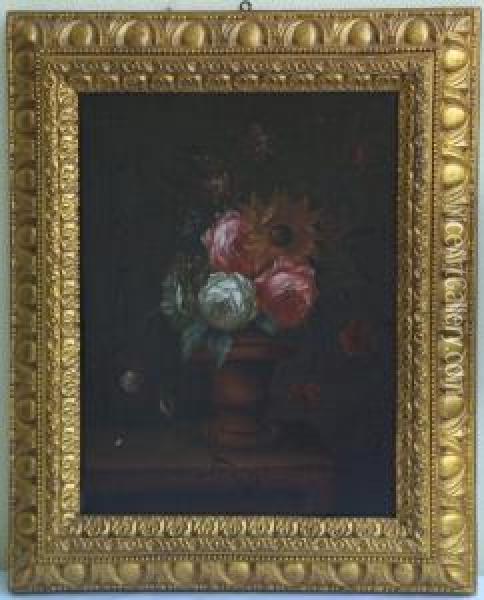 Aelst , Attr.a. Vaso Di Fiori. Bellissimo Dipinto Ad Olio Su Tela Oil Painting - Willem Van Kessel