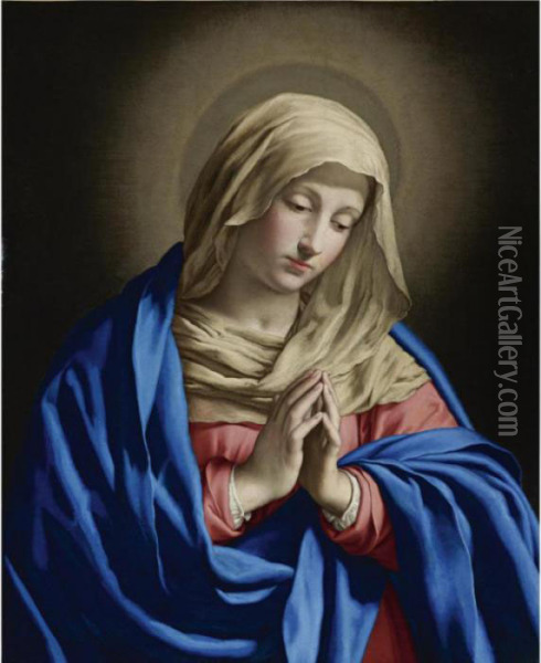 Virgin At Prayer Oil Painting - Giovanni Battista Salvi
