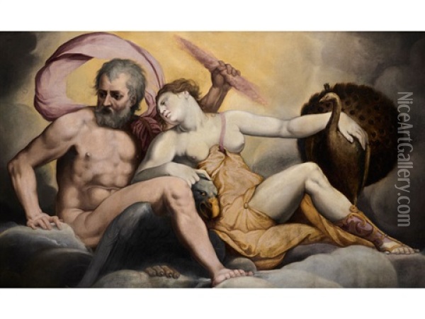 Jupiter Und Juno Oil Painting - Giulio Romano