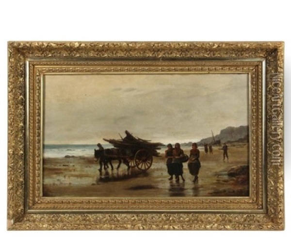 Scavenging The Shipwreck On The North Coast Oil Painting - Robert B. Farren