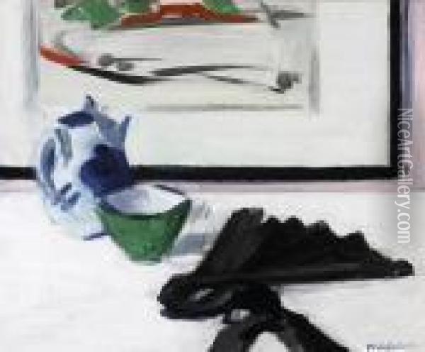 Still Life With Fan And Picture Oil Painting - Francis Campbell Boileau Cadell