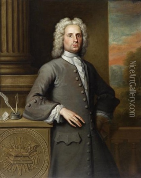 Portrait Of The Architect Oil Painting - William Verelst