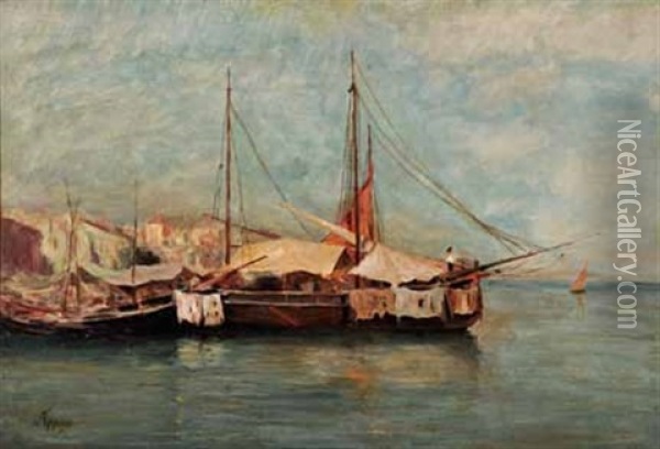 Embarcations Dans Un Port Du Midi Oil Painting - Louis Appian