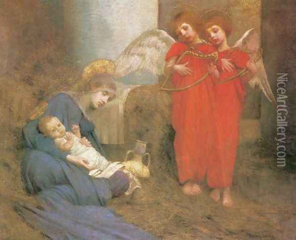 Angels Entertaining the Holy Child Oil Painting - Marianne Preindelsberger Stokes