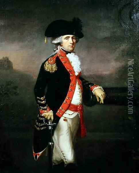 Portrait of an Officer of the Bengal Artillery Oil Painting - Thomas Hickey