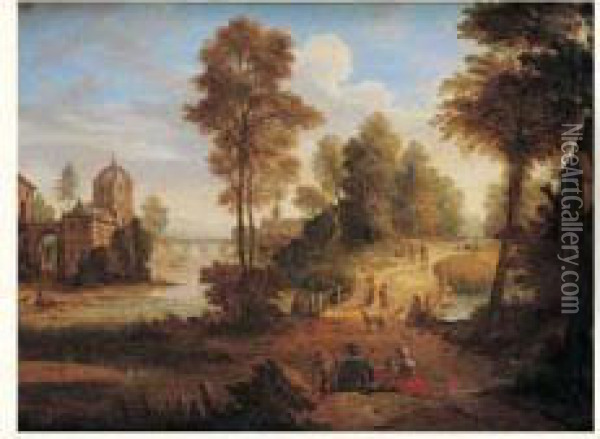 Vue D'une Forteresse Pres D'une Riviere Oil Painting - Pieter Rysbrack