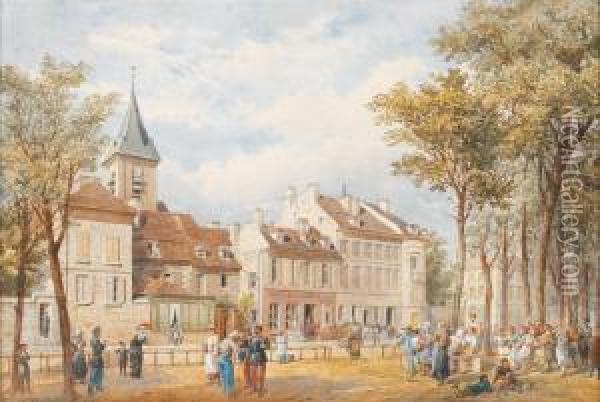 Sur La Place Du Village Oil Painting - G. Walker