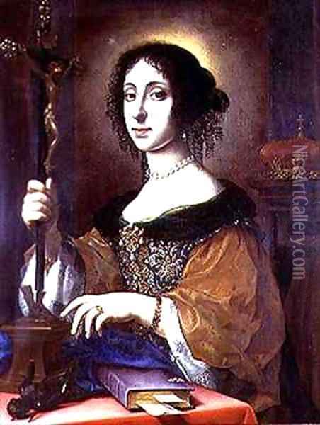 Portrait of Claudia Felicita Wife of Leopold I of Austria Oil Painting - Carlo Dolci