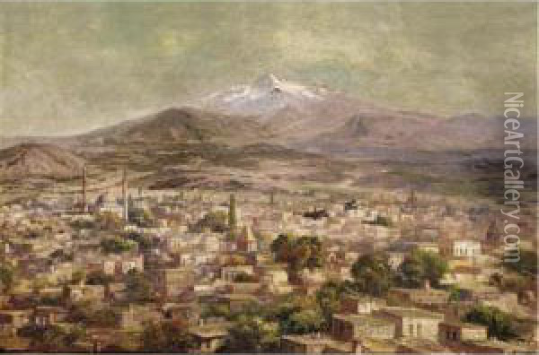 View Of Bursa, Turkey Oil Painting - Halid Naci