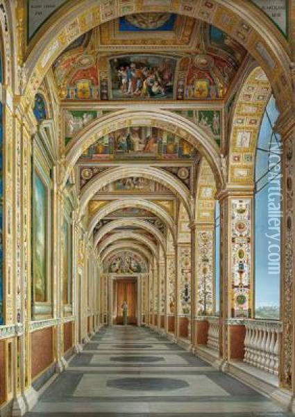 Nuova Loggia Pia Al Vaticano 1870 Oil Painting - Alessandro Mantovani