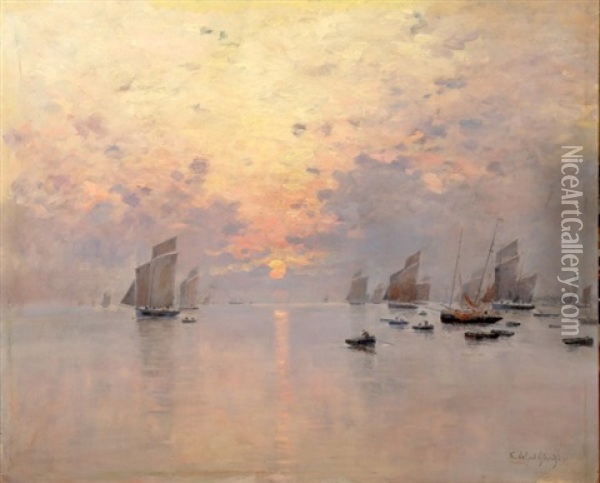Voiliers En Mer Oil Painting - Fernand Marie Eugene Legout-Gerard