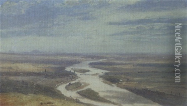 Die Elbe Bei Leitmeritz (tschechische Republik) Oil Painting - Carl Robert Kummer