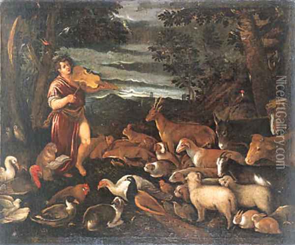 Orpheus charming the Animals Oil Painting - Jacopo Bassano (Jacopo da Ponte)