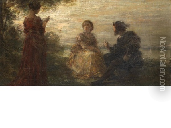 A Sunset Reading Oil Painting - Henri Fantin-Latour