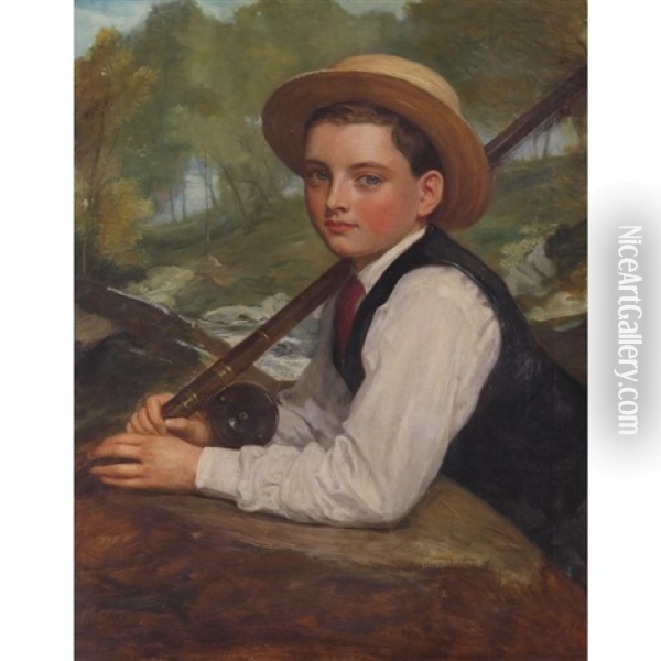 Boy With A Fishing Rod Oil Painting - Eden Upton Eddis