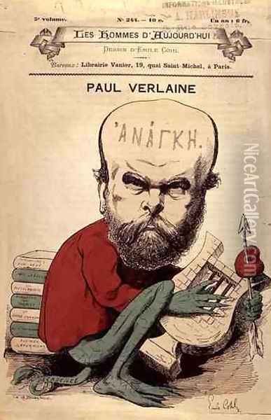 Caricature of Paul Verlaine (1844-96) from Les Hommes d'Aujourd'hui Oil Painting - Emile Cohl