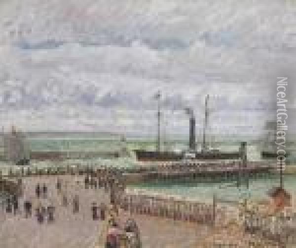 Entree Du Port Du Havre Et Le Briselames Ouest, Temps Gris Lumineux Oil Painting - Camille Pissarro
