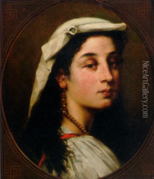 An Italian Girl Oil Painting - Anton Romako