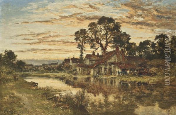 The Tillingbourne Stream, Surrey Oil Painting - Benjamin Williams Leader