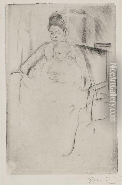 Mrs. Gardner And Her Baby Seated Near A Window Oil Painting - Mary Cassatt