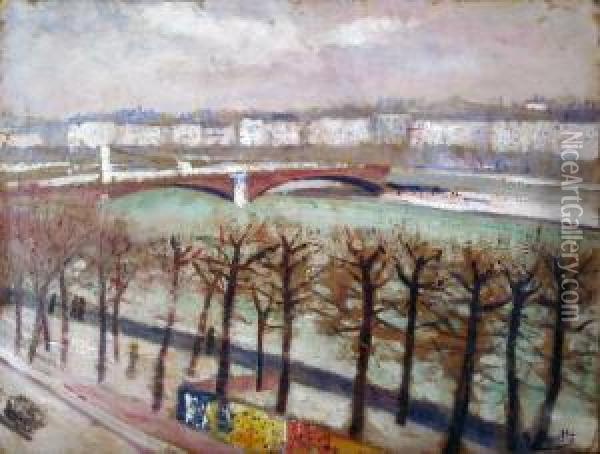 Les Quaies De Seine A Paris Oil Painting - Georgette Agutte