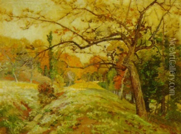 Autumn Country Landscape Oil Painting - Leon-Pierre Ducaruge