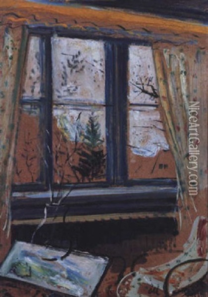 Fensterausblick In Den Garten Oil Painting - Oskar Moll