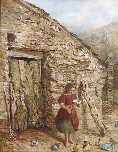 Feeding the chicks Oil Painting - Frederick Henry Henshaw