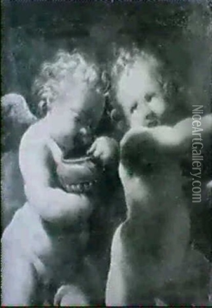 Deux Putti (a Fragment) Oil Painting - Carlo Francesco Nuvolone