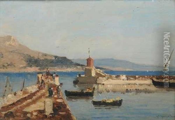 Le Port Decassis Oil Painting - Victor Eugene De Papeleu