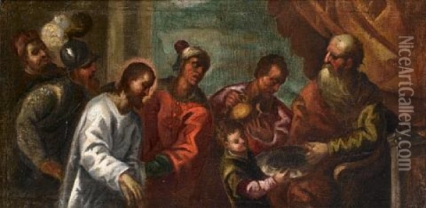 Christ Before Pilate Oil Painting - Jacopo Palma il Giovane