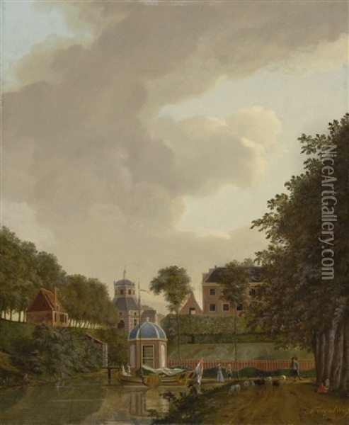 Utrecht, A View Of The Wittevrouwenpoort With The Suikerhuis Oil Painting - Gerrit Toorenburg