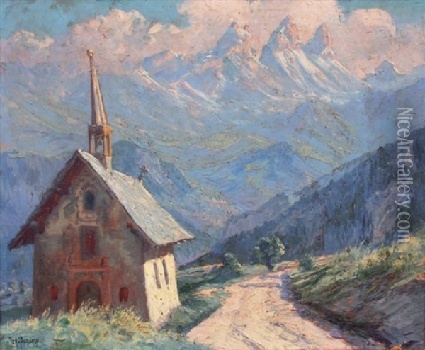 Apres-midi D'ete A Fontcouverte (maurienne) Oil Painting - Jean Bugnard