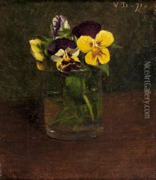 Nsees Jaunes Et Violettes Dans Un Verre Oil Painting - Victoria Dubourg Fantin-Latour
