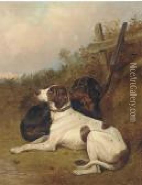 English Pointers Oil Painting - Colin Graeme Roe