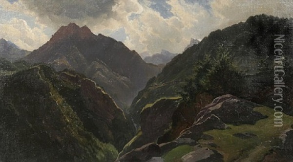 Blick In Das Dolomitental Valle Di Cadore Oil Painting - Carl Maria Nicolaus Hummel