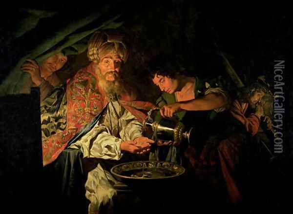 Pilate Washing his Hands Oil Painting - Matthias Stomer