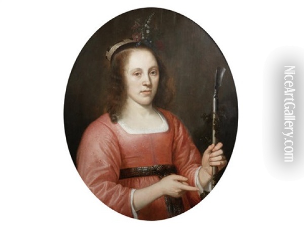 Portrait Of A Lady, Half-length, In The Guise Of A Shepherdess Oil Painting - Jacob Gerritsz Cuyp